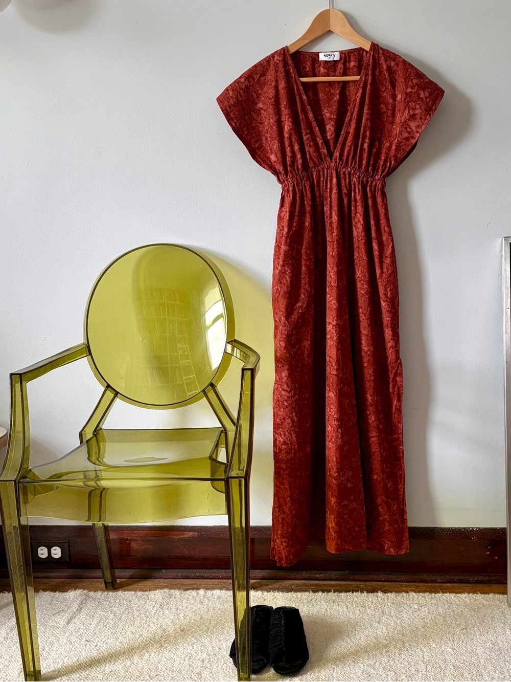 Story summer cotton maxi dress with side slits